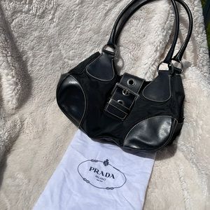 PRADA Vintage Tessuto Buckle Shoulder Bag